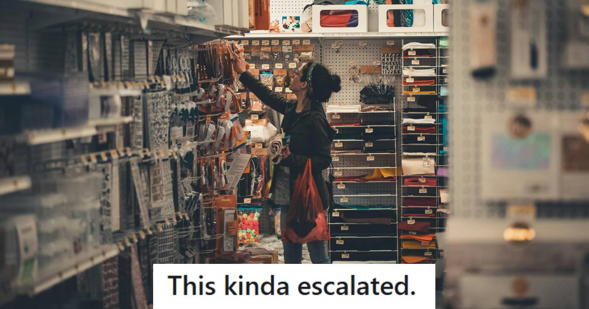 Woman shopping and looking at items on the shelf in a hardware store