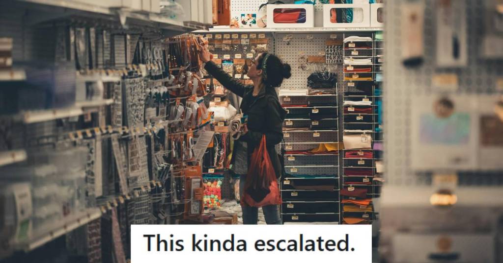 Woman shopping and looking at items on the shelf in a hardware store