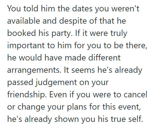 Holiday Plans 1 Guy Refused To Cut His Long Awaited Holiday Short After His Best Friend Scheduled An Engagement Party During His Trip, And Now His Friend Has Cut Off Contact And Wont Respond To Messages