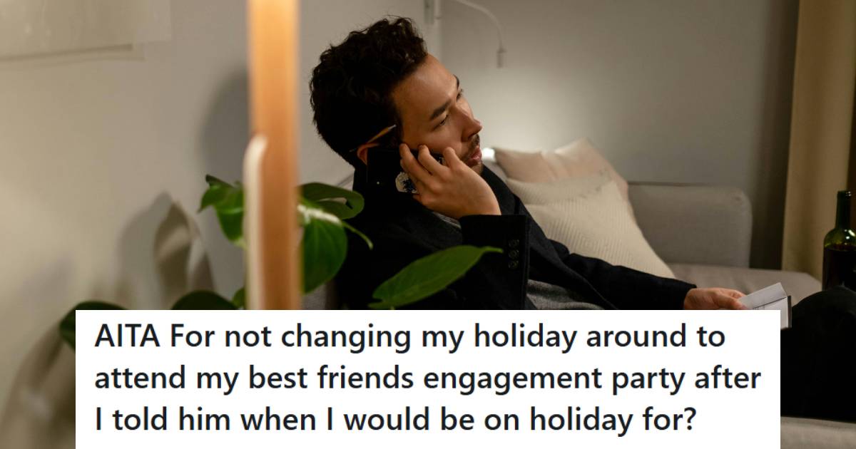 Man on the phone to his BFF because he's upset with him