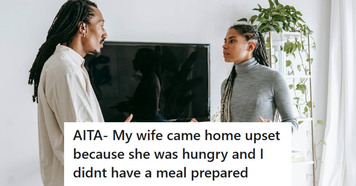 Man and wife arguing over household chores and how they're split.