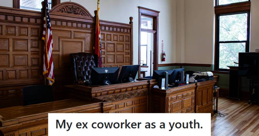 A beautifully decorated judge's bench with a chair and computer