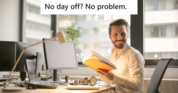 Man in white shirt in office