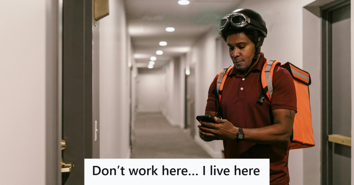 Delivery man with orange bag