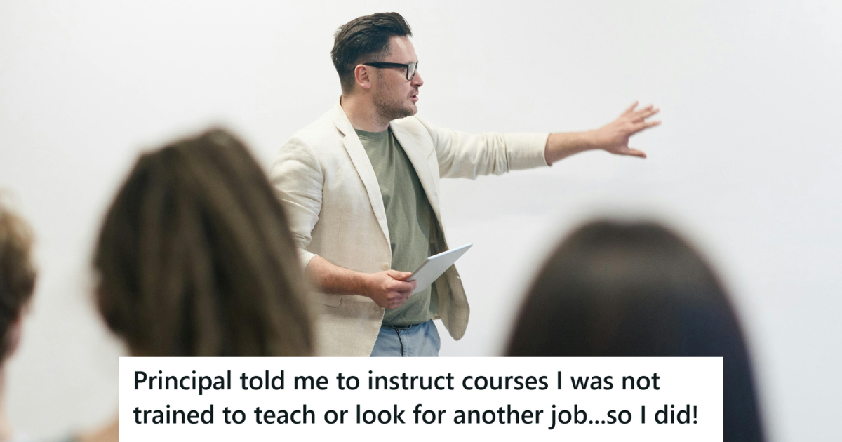 Man in white blazer teaching