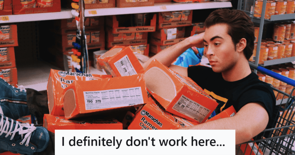 Man in a grocery cart