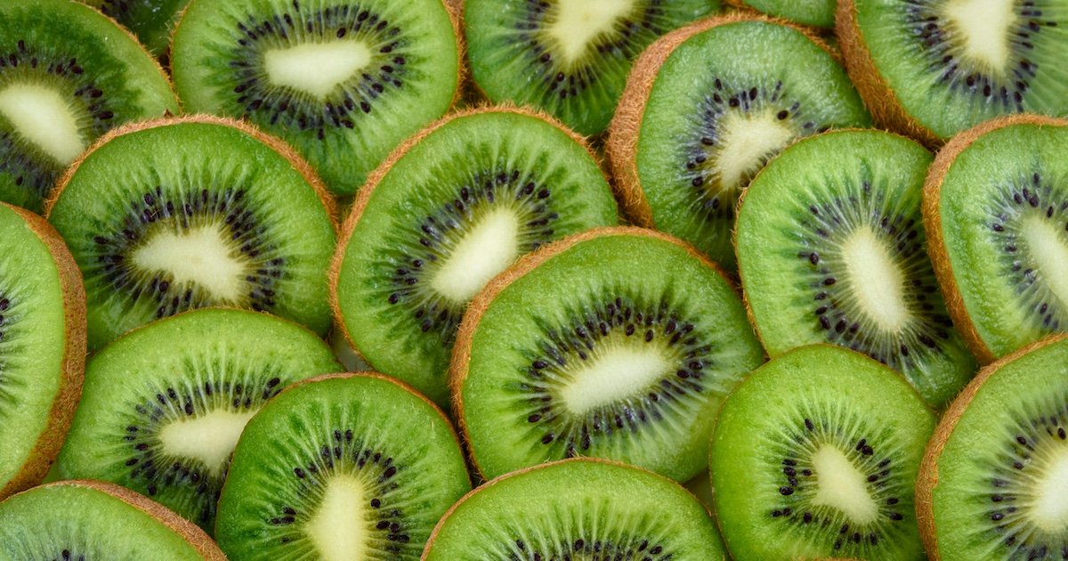 Layered slices of kiwi fruit