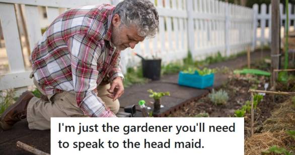 Man working on planting some flowers in his yard