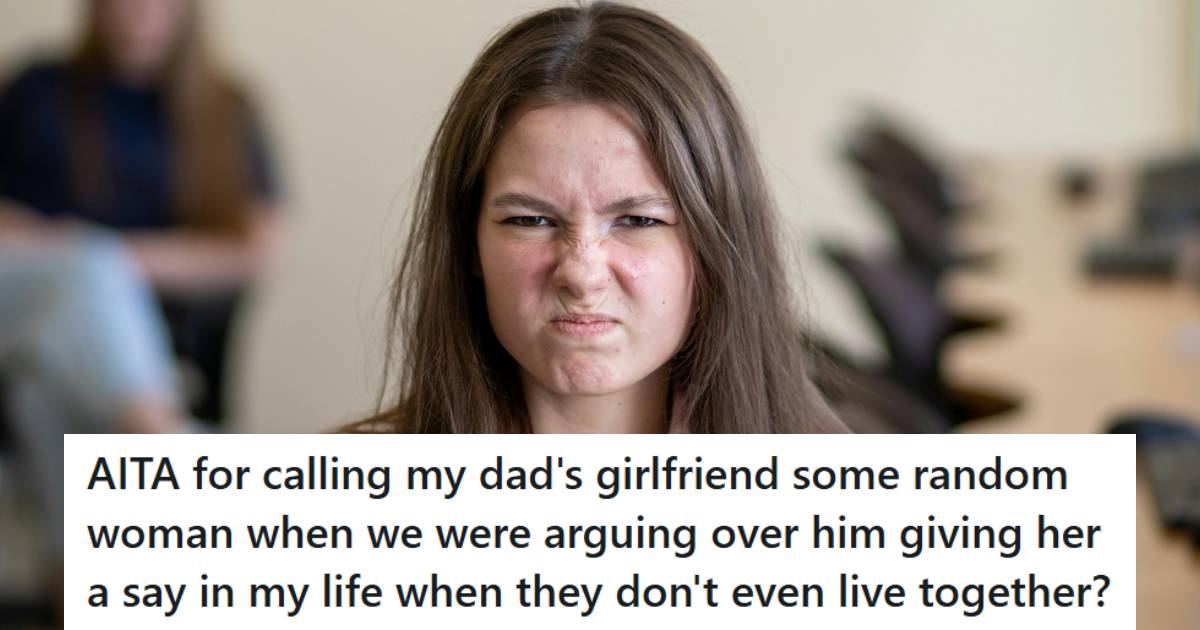 Angry teen girl making a face because her dad is going too far