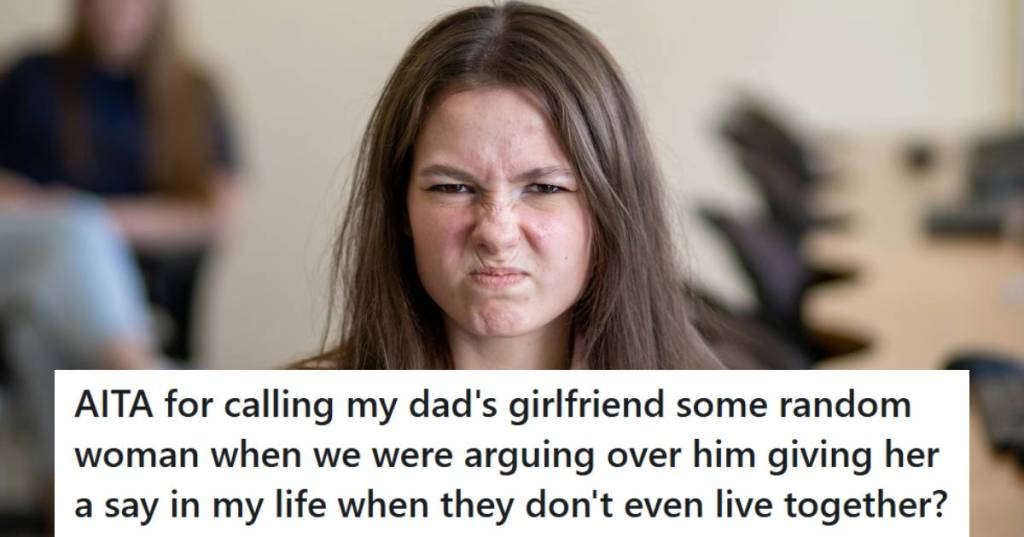 Angry teen girl making a face because her dad is going too far