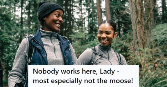 Two friends getting ready to go on a long hike through the woods