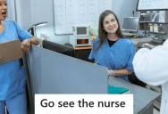 Woman Was Visiting Her Dad In The Hospital When A Stranger Mistook Her For Staff And Followed Her Around Demanding Help, So A Nurse Had To Step In And Escort The Woman Away