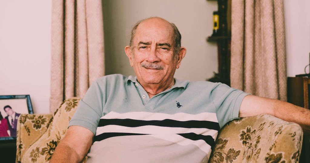 An old man on a couch