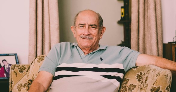 An old man on a couch