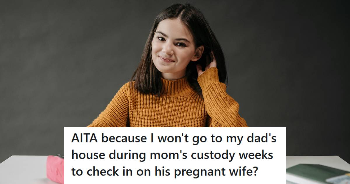 Teen girl smirking because she really doesn't want to see her dad or stepmom