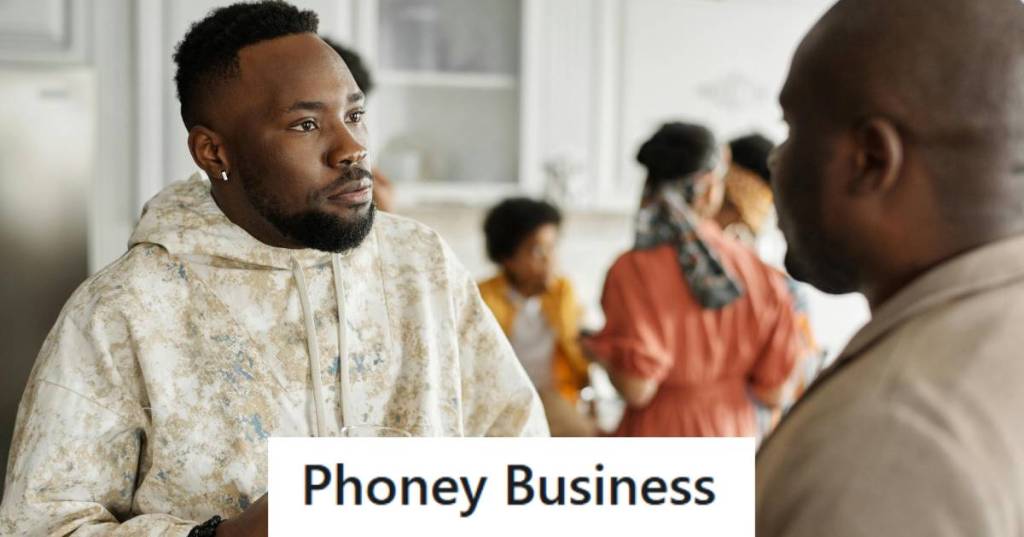 Man looking at his dad sideways because he plays too many games