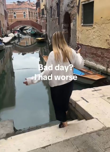 Woman walking down steps