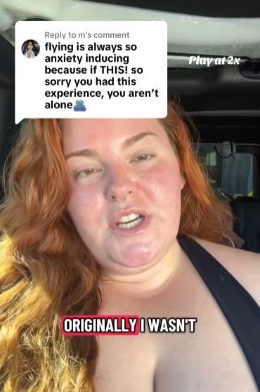 Woman talking about air travel