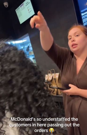 Woman taking charge at McDonalds