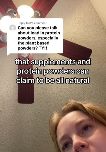 Woman talking about protein powder