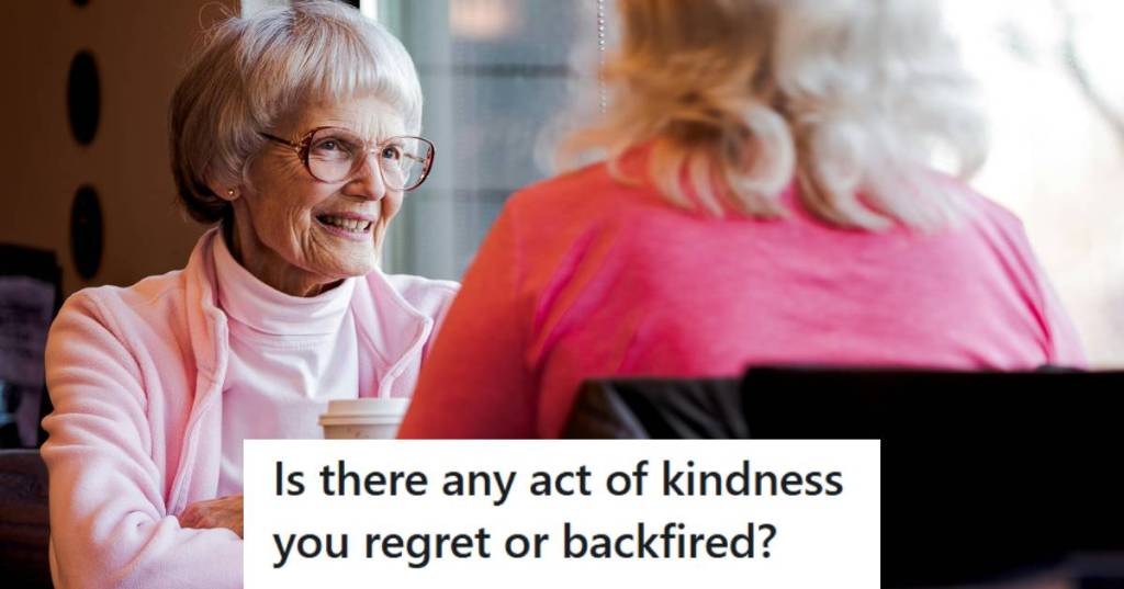 Woman helping an elderly woman sort her mail