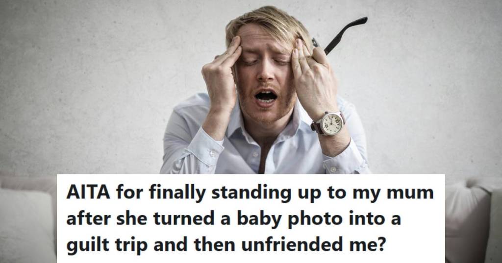 Man holding his face because he's stressed after dealing with his mother