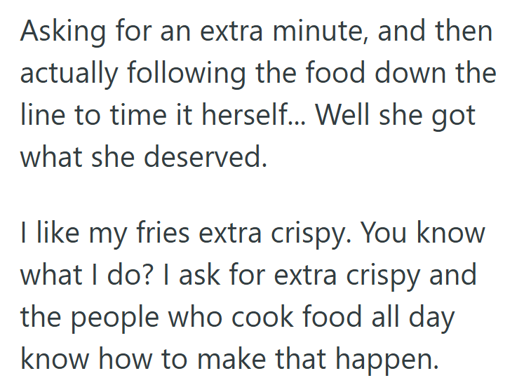 Screenshot 2025 10 01 145831 Finicky Customer Asked A Restaurant Employee To Cook Her Food For 45 Seconds Longer, And She Did Even Though The Food Was Ruined