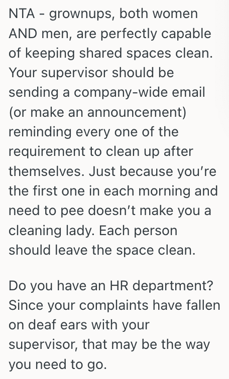 Screenshot 2025 10 01 at 09.05.43 The Companys Only Female Employee Is Happy About Everything In Her Workplace, But Not The Horror Show Of A Bathroom