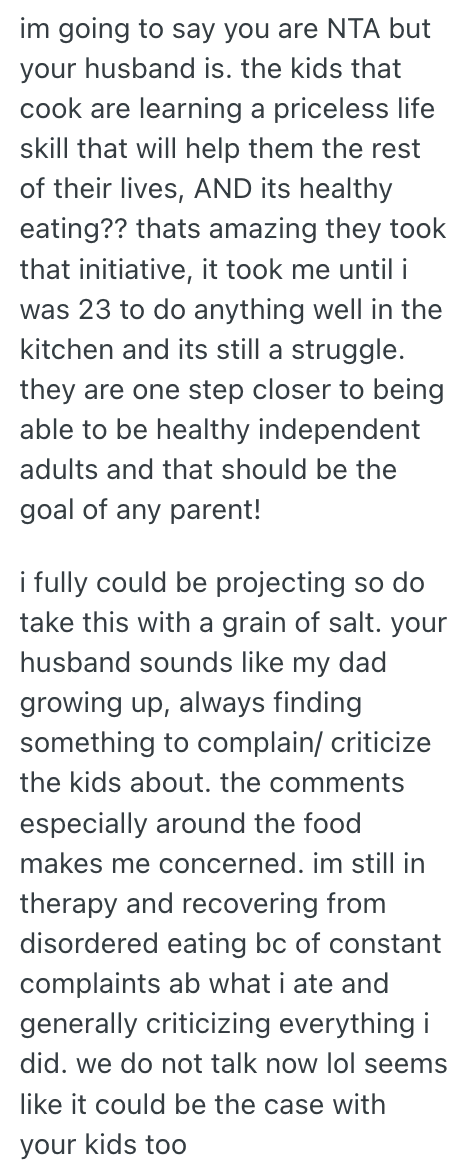 Screenshot 2025 10 01 at 09.38.33 Mom Of Teenage Boys Is Delighted That Her Sons Are Learning To Cook And Taking Their Nutrition Seriously, But The Boys Dad Has Issues With It
