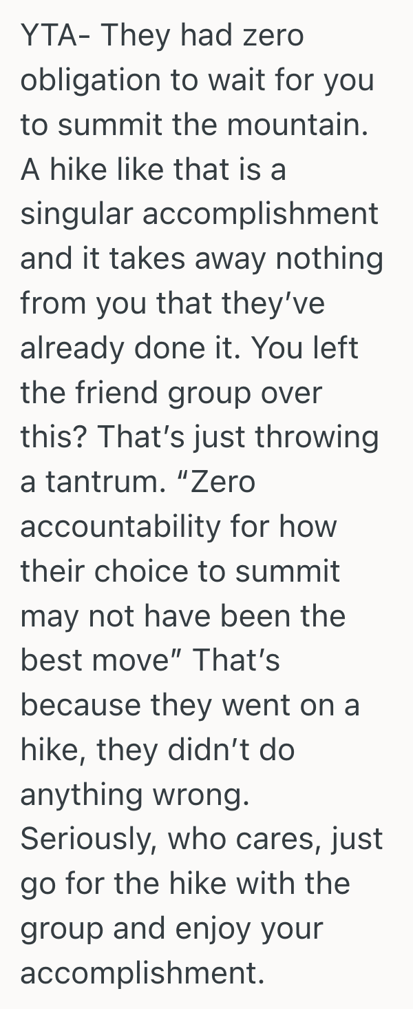 Screenshot 2025 10 01 at 1.32.21 PM Hiker Got Mad Her Friends Reached The Mountain Summit Before Their Group Trip, So She Backed Out Of The Plans Out Of Spite