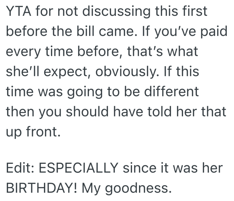 Screenshot 2025 10 01 at 2.55.47 PM e1759345132588 Brother Covers His Sister’s Birthday Dinners For Years, But This Time He Makes Her Pay The Bill For Her Expensive Drinks