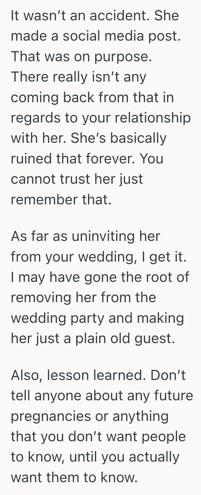 Screenshot 2025 10 01 at 4.46.47 PM New Mom Requested Her Family Keep Her Pregnancy To Themselves, But When Her Sister In Law Exposed Her Secret For Internet Clout, She Responded By Banning Her From Her Wedding