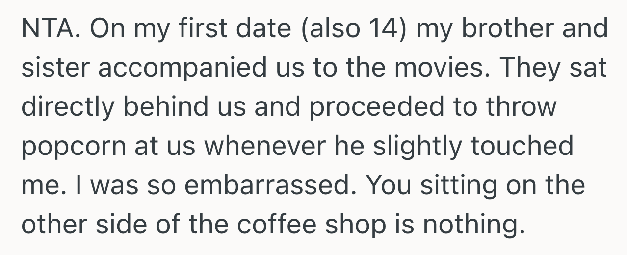 Screenshot 2025 10 03 at 3.25.59 PM Big Brother Gave His 14 Year Old Sister And Her Date A Ride To A Coffee Shop, But Shes Giving Him The Silent Treatment For Staying