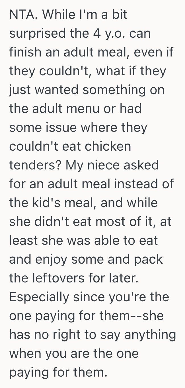 Screenshot 2025 10 06 at 2.13.59 PM Mom Let Her Kids Order Adult Meals At A Family Birthday Lunch, But Her Dramatic Sister In Law Turned It Into A Full Blown Argument