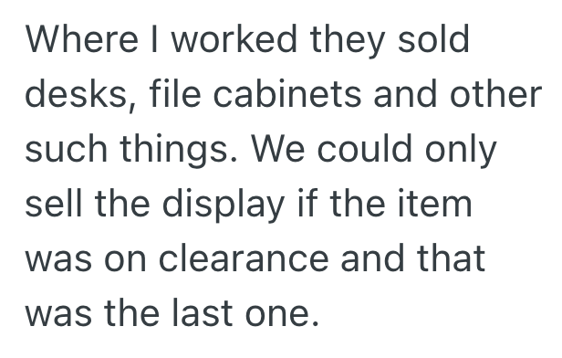Screenshot 2025 10 07 at 12.03.54 PM Customer Wants To Buy Nightstand Thats On Display, But An Employee Tells Them They Cant Sell The Floor Model