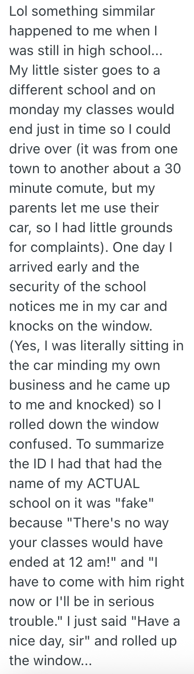 Screenshot 2025 10 08 at 9.36.56 AM A High School Truancy Officer Thought a Girl Picking Up Her Brother Was A Student, And He Demanded That She Go To The Office With Him To Sort It Out