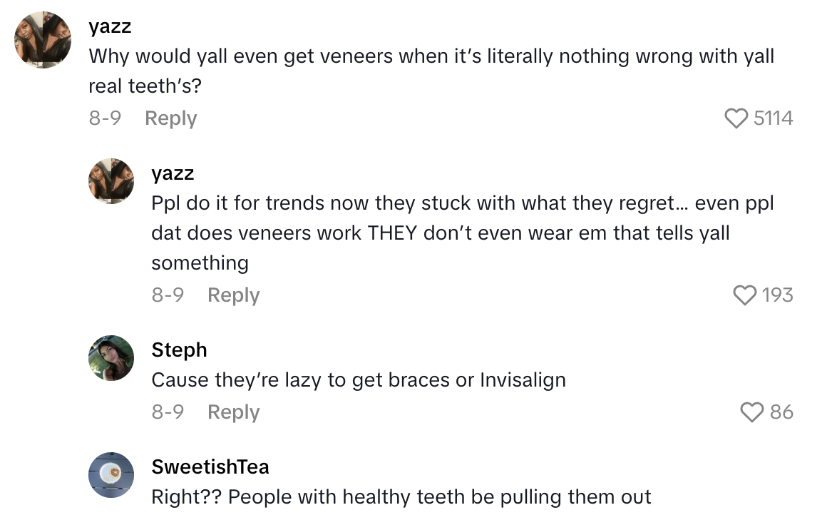 Screenshot 2025 10 10 at 10.43.27 AM A Patient Warned People Against Getting Veneers After Her Bad Experience.   I went to three dentists and they all said the same thing.