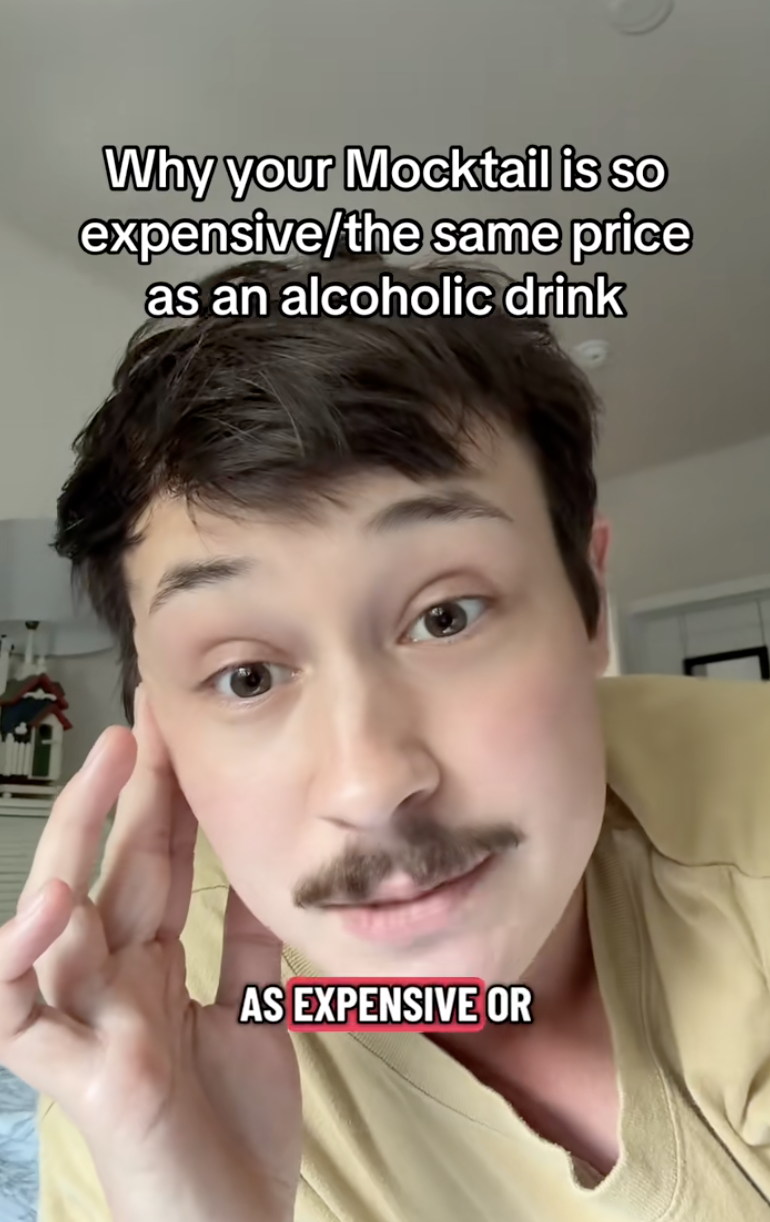 man talking about mocktail prices