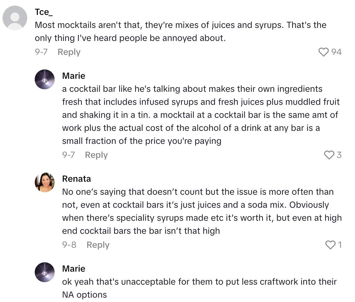 Screenshot 2025 10 10 at 11.08.26 AM A Waiter Said He Thinks Mocktails Should Cost Just As Much As Alcoholic Drinks