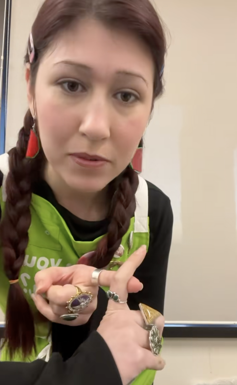 woman talking about her job