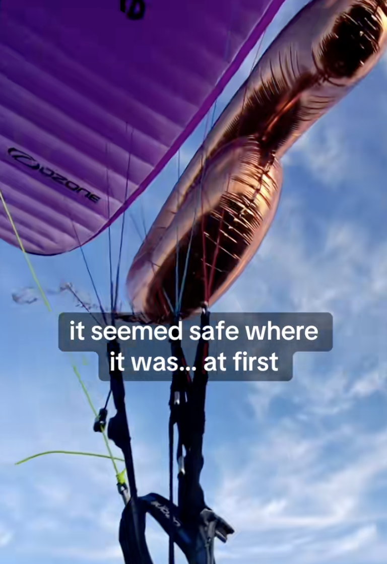 balloon stuck in a paraglider