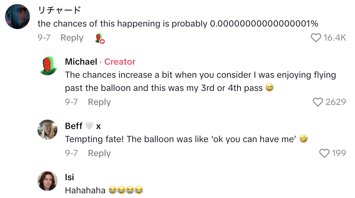 Screenshot 2025 10 10 at 8.29.33 AM Now Im desperately trying to land before it gets sucked in.   A Paraglider Got Tangled Up With A Balloon During A Sky High Adventure