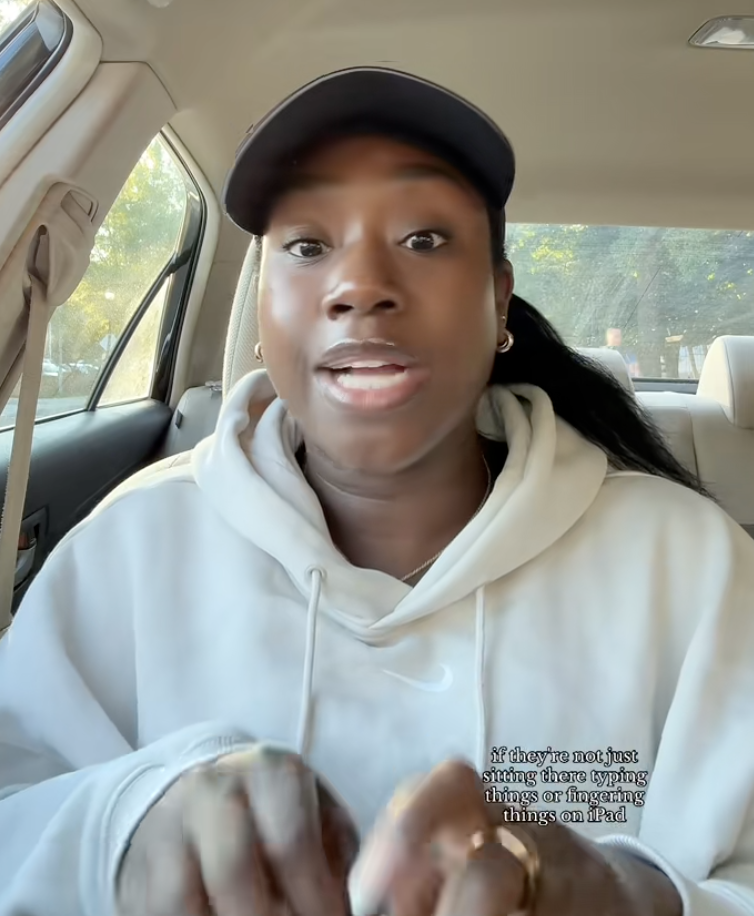 woman talking about education