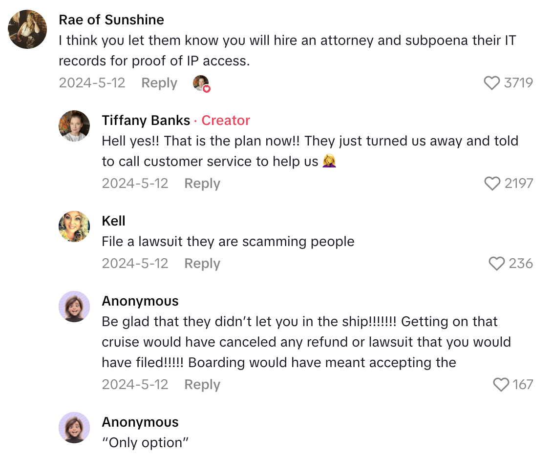 Screenshot 2025 10 12 at 5.35.00 PM A Customer Sounded Off After Carnival Cruise Line Canceled Her Reservation And Wont Refund Her Thousands Of Dollars