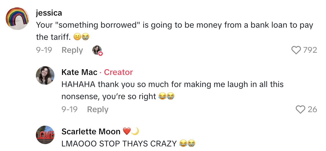 Screenshot 2025 10 12 at 5.56.21 PM A TikTokker Said She Was Slapped With A Huge Tariff Fee On A Wedding Dress She Bought