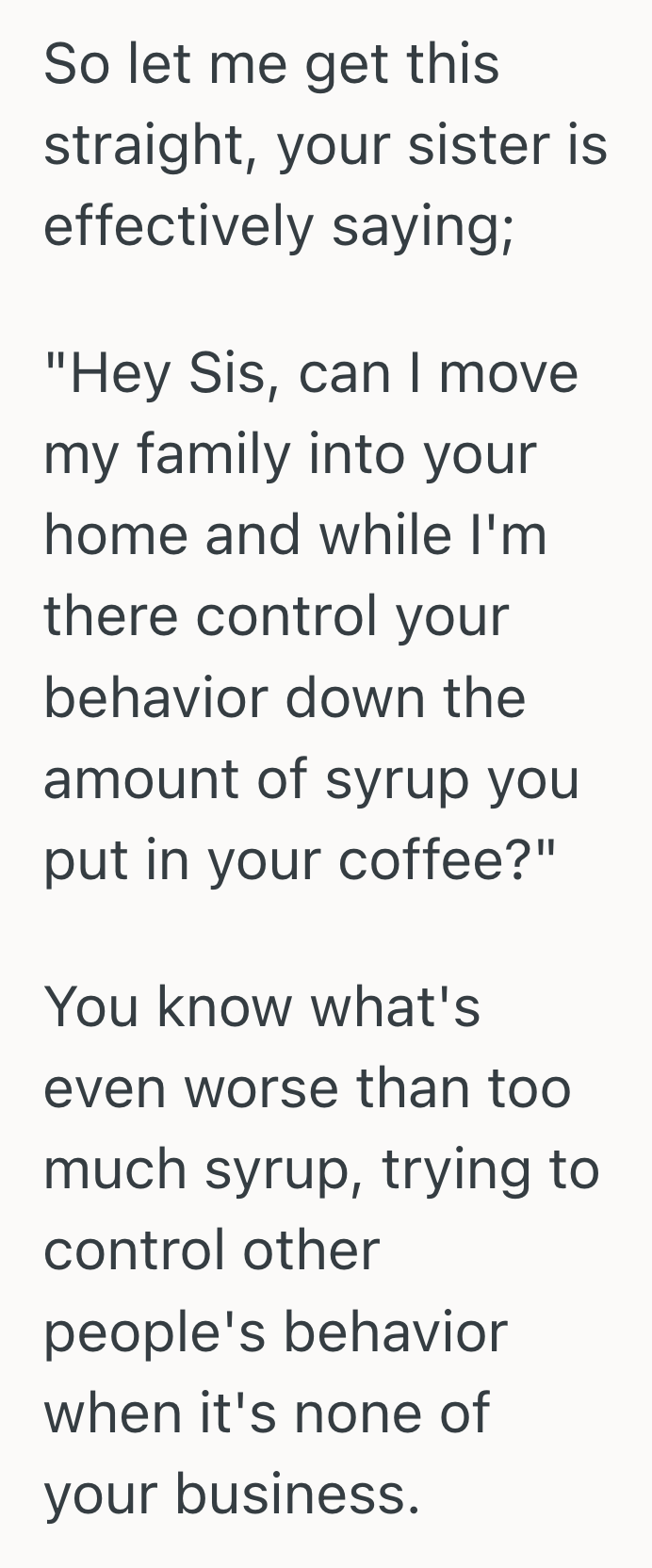 Screenshot 2025 10 12 at 8.36.39 PM One Mans Family Stayed With Him During An Emergency, But When His Sister Decided To Start Policing His Dietary Habits, Things Got Uncomfortable Fast