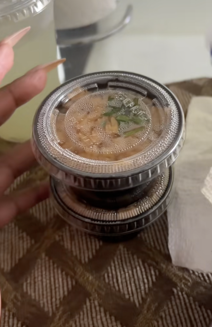 woman with rice and beans