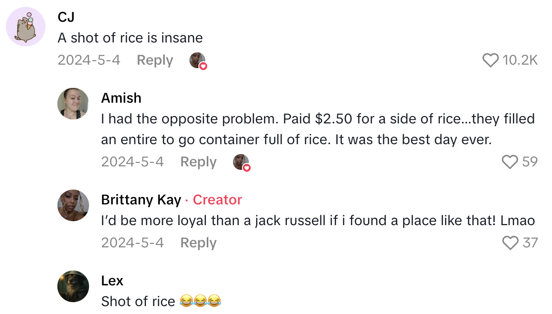 Screenshot 2025 10 12 at 9.10.56 AM A Customer Wasnt Happy With How Much Food She Got After She Paid $4 For Rice And Beans In A Ketchup Container