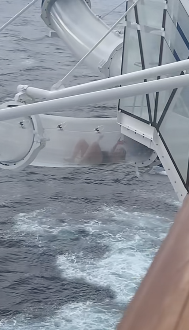 woman in a waterslide