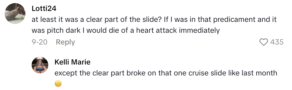 Screenshot 2025 10 12 at 9.17.42 AM Yikes! A Traveler Got Stuck In A Waterslide On A Cruise Ship.